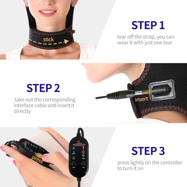 Black Electric Heated Neck Protection Belt with Three Adjustable Temperature Levels for Warmth And Neck Massage Relaxation - Image 5