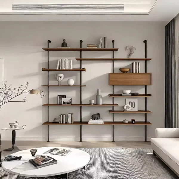 Shelf integrated whole wall living room solid wood baffle adjustable display rack office storage rack figure finishing rack - Image 2