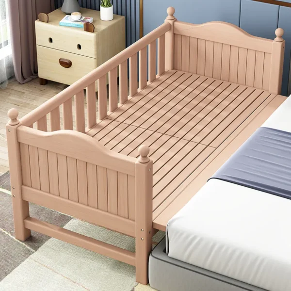 Solid wood beech children's bed splicing side widening Yanbian single baby - Image 5