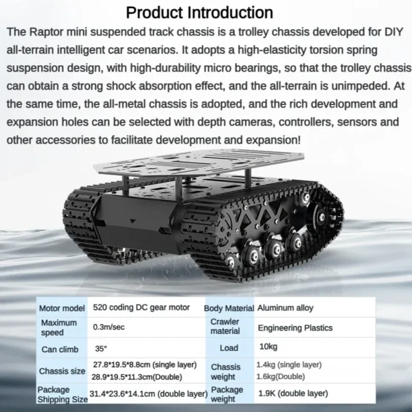 10KG Load Strong Shock Absorption Tank Chassis with Motor Suspension All Metal Tank Robot Kit Coding Motor Intelligent Robot Car - Image 6