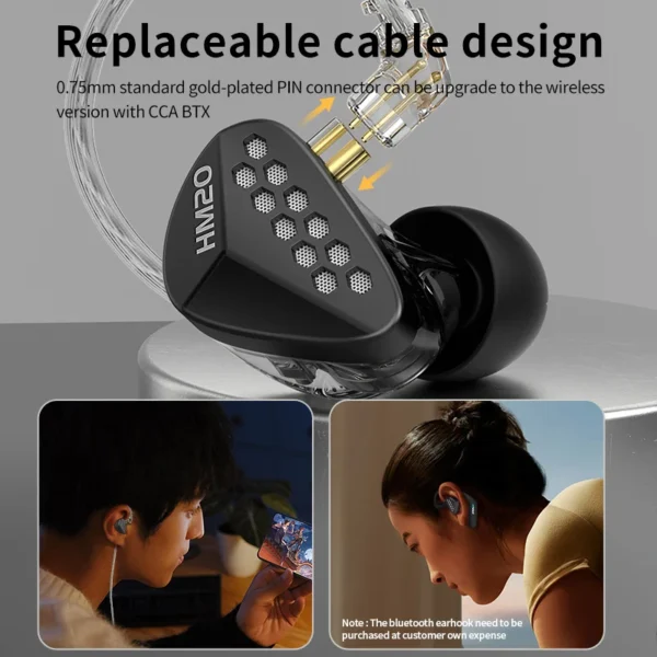 CCA HM20 HiFi Wired Earphone Hybrid Technology 1DD+7BA In Ear Monitor Earbuds Headset Sport Game Mobile Phone Bass Headphones - Image 6