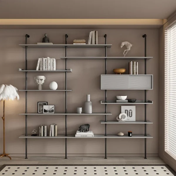 Shelf integrated whole wall living room solid wood baffle adjustable display rack office storage rack figure finishing rack - Image 5