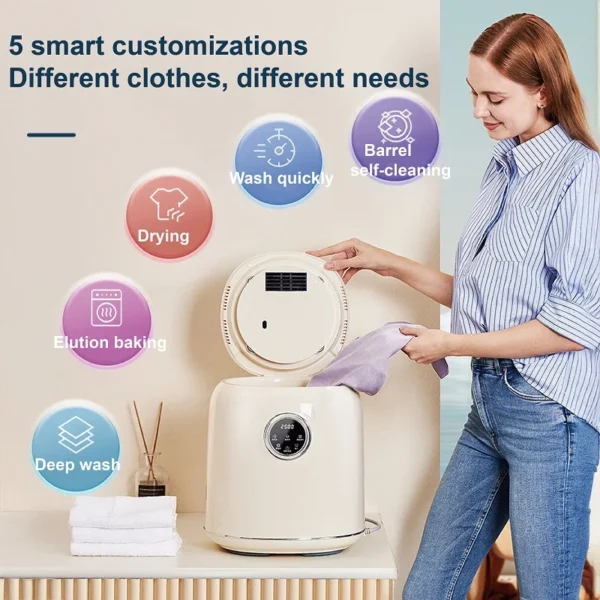 220V Home Washing Machine Multi-function Socks Underwear Baby Clothes Mini Auto Washing Drying Machine Fast Dehydration Machine - Image 4