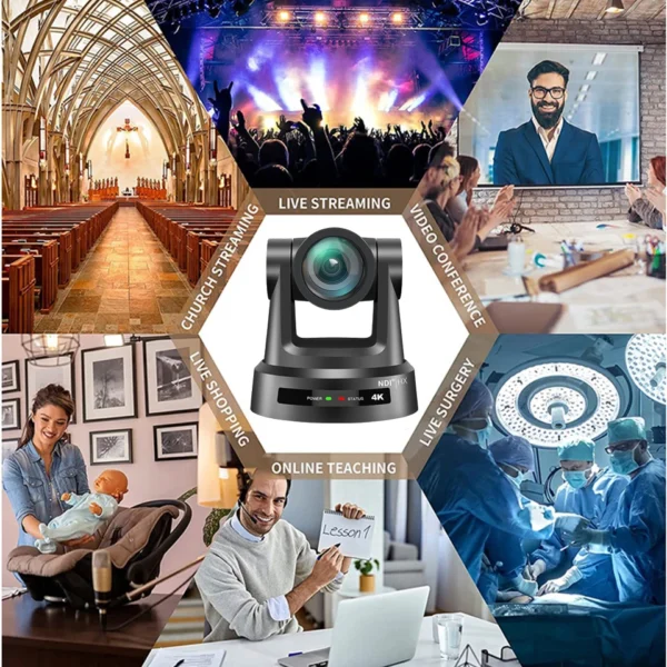 4K/1080P PTZ NDI Camera with AI-Tracking 12x/20x SDI HDMI USB 3.0 IP Video Conference Camera For Church Meet Zoom Youtube Skype - Image 6