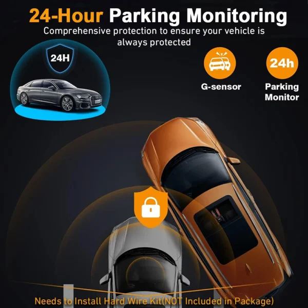 360° DashCam WIFI 3/4 Channels Video Recorder 1080P Car DVR 24H Parking Monitor Front Right Rear View Night Vision Black Box - Image 6
