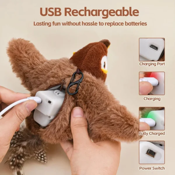 Interactive Flying Bird Cat Toy (with Catnip) Toy Flapping Bird Cat Toy Flying Interactive Flapping Chirping Bird Cat Toy - Image 6