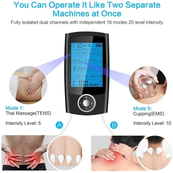 16 Modes Electric Tens Relax Muscle Stimulator EMS Acupuncture Body Massage Digital Therapy Slimming Machine Electrostimulator - Image 3