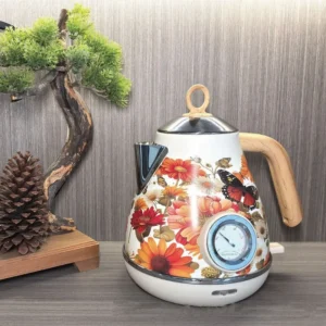 1.7L Retro Paint Decal Electrc Kettle Boiling Water With Thermometer Automatic Power Off 304 stainless Steel Teapot 1850W