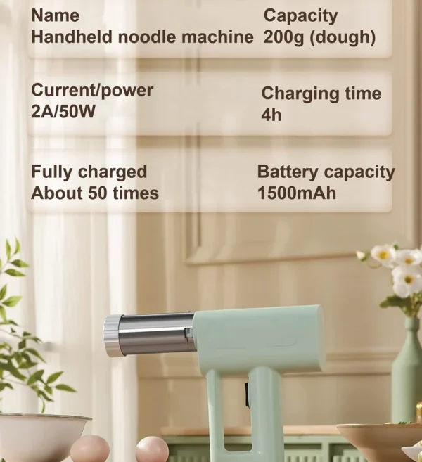 1500mAh Handheld Electric Noodle Gun Wireless Portable Auto Dough Pressing Machine 5 Molds Home Kitchen Noodle Machine 110V/220V - Image 6