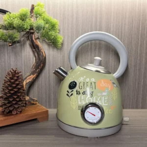 1700ml Retro Paint Decal Electrc Kettle Boiling Water With Thermometer Automatic Power Off 304 stainless Steel Teapot 1850W