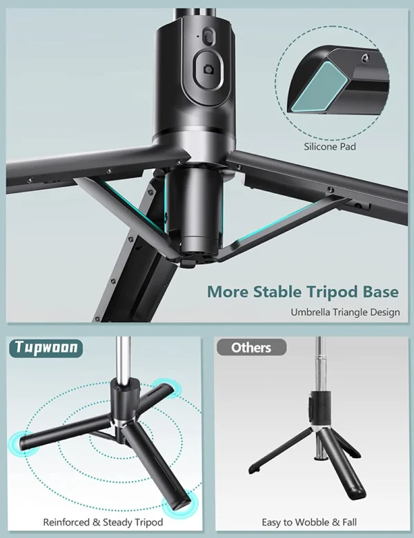 Extended Selfie Stick bluetooth selfie stick fill light tripod with remote shutter for Android IOS 2023 latest hot - Image 4