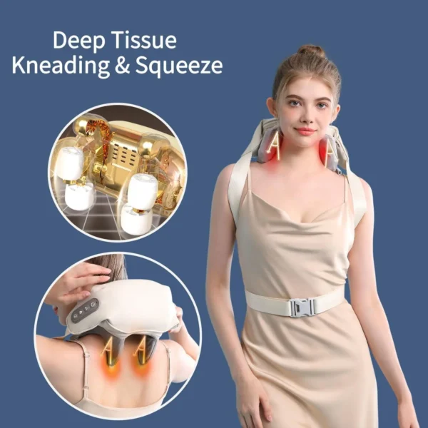 Neck Shoulder Massager Deep Tissue Shiatsu Back Massagers with Heat for Pain Relief Electric Kneading Squeeze Muscles Massage - Image 2
