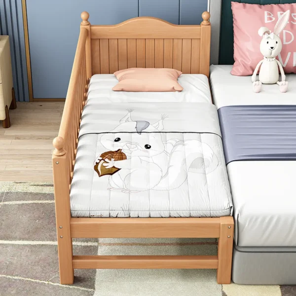 Solid wood beech children's bed splicing side widening Yanbian single baby - Image 3