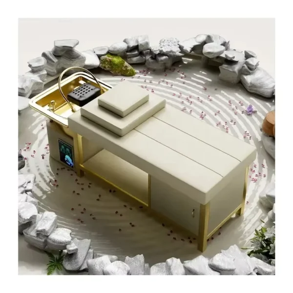 New luxury salon head spa bed golden beauty salon special Thai massage shampoo bed-2025 - Image 3