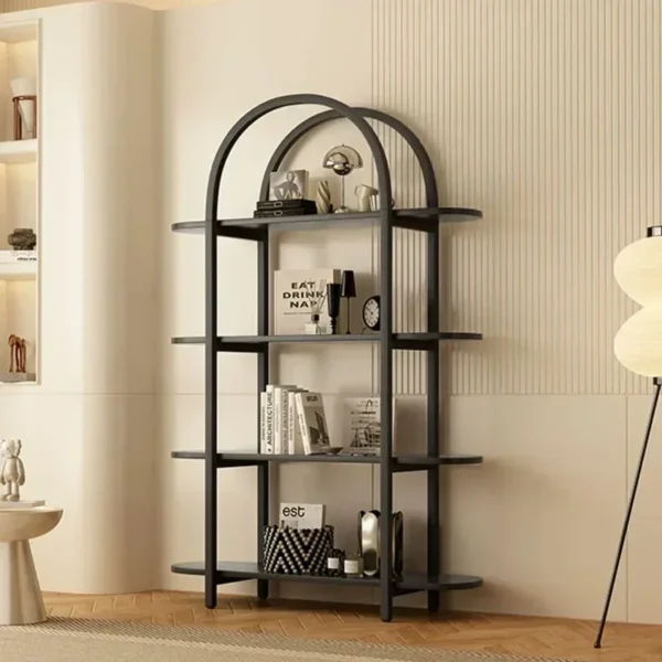 Nordic Bookcases Display Storage Shelves Minimalist Living Room Closet Floor Bookshelf White - Image 2
