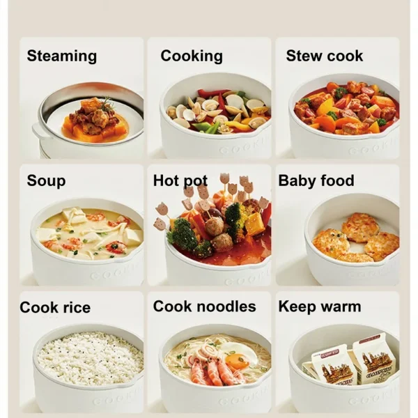 2L Large Capacity Hot Pot Home Electric Cooking Pot Non-stick Frying Pan With Steamer Multi-functional Pot Baby Food Pot 220V - Image 2