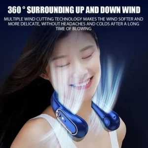 3000mAh Hanging Neck Fan Portable Bladeless Mini USB Rechargeable Mute LED Digital Display Electric Fan Summer Air Cooler ﻿