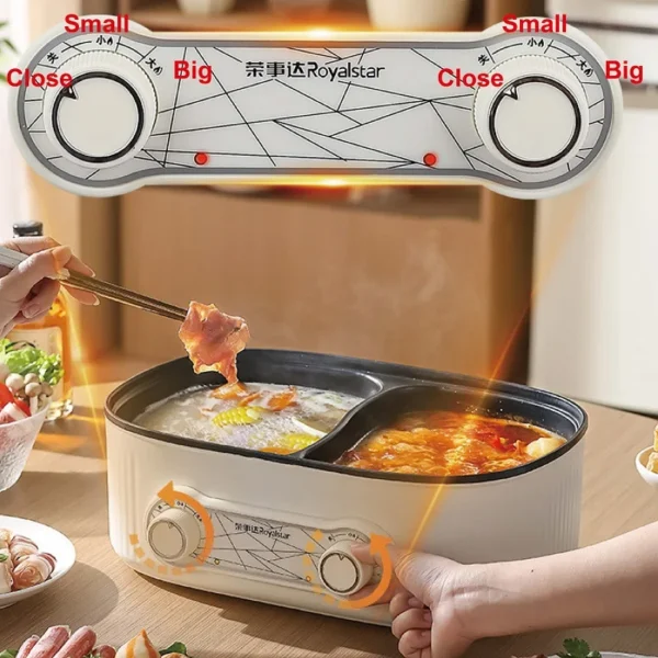 220V 6L Large Capacity Yuanyang Electric Hot Pot Multi-function Pot Non-stick Frying Pan Electric Cooking Pot Kitchen Tools - Image 2