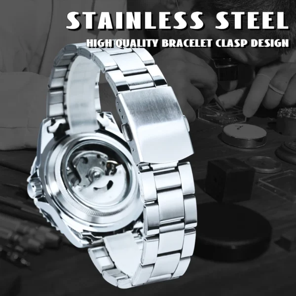 WINNER Classic Mechanical Watches Luxury Brand Business Automatic Watch for Men Rotatable Bezel Luminous Dial Steel Strap Clock - Image 5