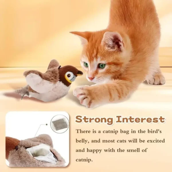 Interactive Cat Toy Chirping Bird , 2025 New Rechargeable Interactive Flapping Chirping Bird Cat Toy, Bird Catnip Toys Cat games - Image 4