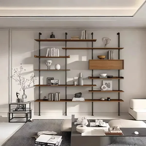 Shelf integrated whole wall living room solid wood baffle adjustable display rack office storage rack figure finishing rack - Image 4