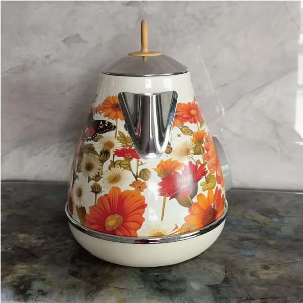 1.7L Retro Paint Decal Electrc Kettle Boiling Water With Thermometer Automatic Power Off 304 stainless Steel Teapot 1850W - Image 4
