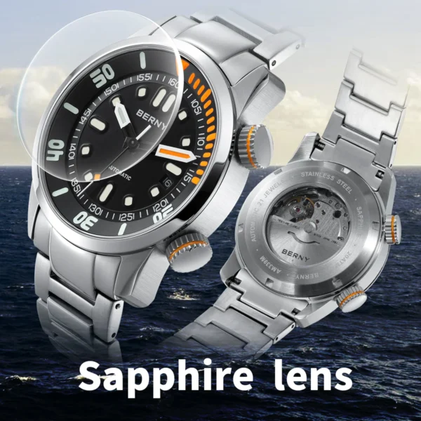 BERNY Automatic Dive Watch for Men Super Luminous Original Design 20ATM Man Wristwatch Sapphire Swim Sport Mechanical Male Watch - Image 2