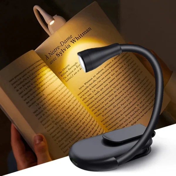New Book Light USB Rechargeable Portable 3 Color Reading Light Book Lamp for Reading in Bed Book Lover Gifts LED BookLight