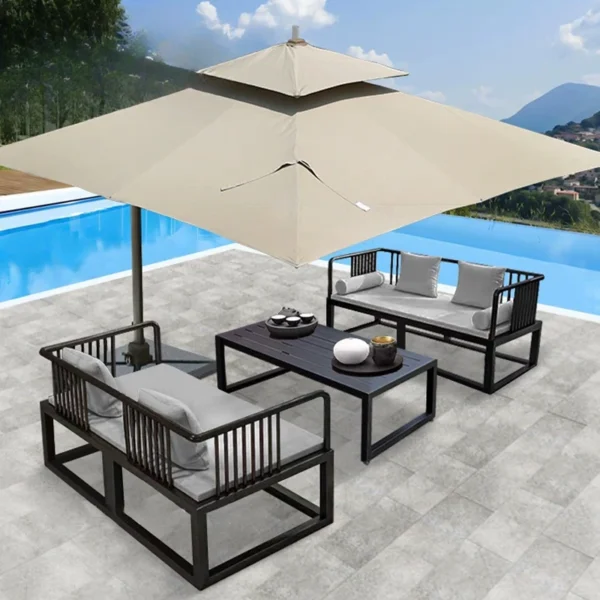 Outdoor aluminum alloy sofa coffee table combination designer courtyard villa garden waterproof and sunscreen leisure - Image 2