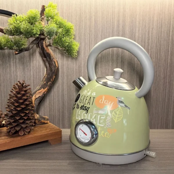1700ml Retro Paint Decal Electrc Kettle Boiling Water With Thermometer Automatic Power Off 304 stainless Steel Teapot 1850W - Image 2