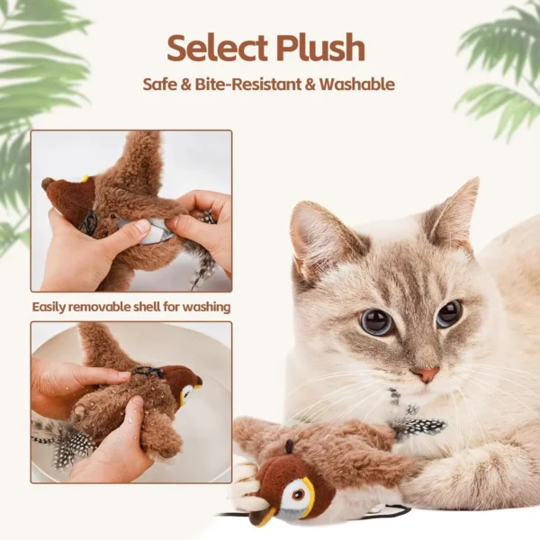 Interactive Flying Bird Cat Toy (with Catnip) Toy Flapping Bird Cat Toy Flying Interactive Flapping Chirping Bird Cat Toy - Image 5