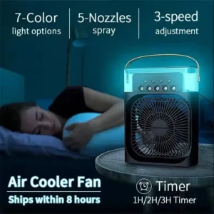 2025 New Portable Fan Air Conditioners USB Electric Fan LED Night Light Water Mist Fun 3 In 1 Air Humidifie For Home