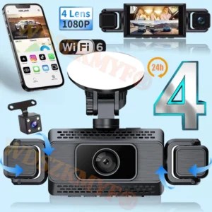 360° DashCam WIFI 3/4 Channels Video Recorder 1080P Car DVR 24H Parking Monitor Front Right Rear View Night Vision Black Box