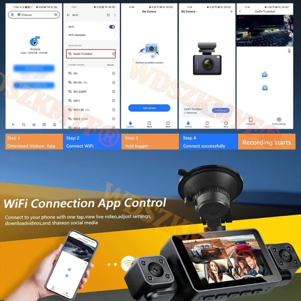 360° DashCam WIFI 3/4 Channels Video Recorder 1080P Car DVR 24H Parking Monitor Front Right Rear View Night Vision Black Box - Image 2