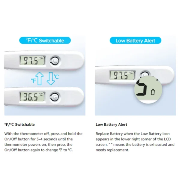 Baby Thermometers Pulse Oximeter Finger Digital Thermometer Accurate Oral Armpit Temperature Reading Fever Alert Termometer - Image 3