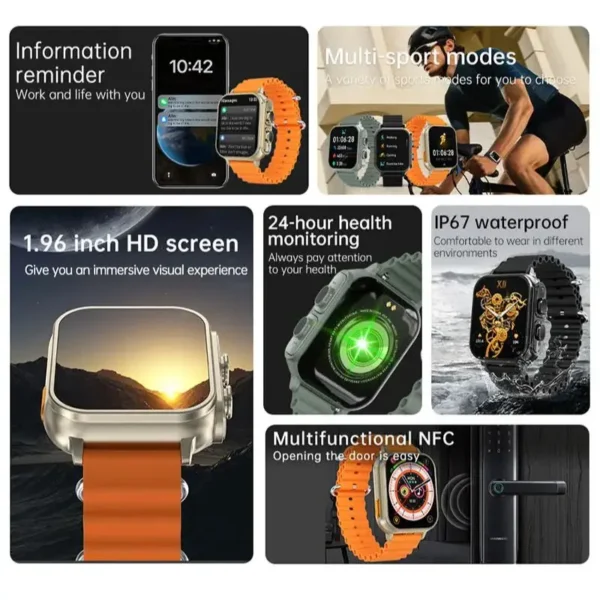 1.96inch N22 Newest Fashion 2 in 1 Smartwatch TWS Earphone Music Smart Watches Ultra 8 Smart Watch with Earphones - Image 6