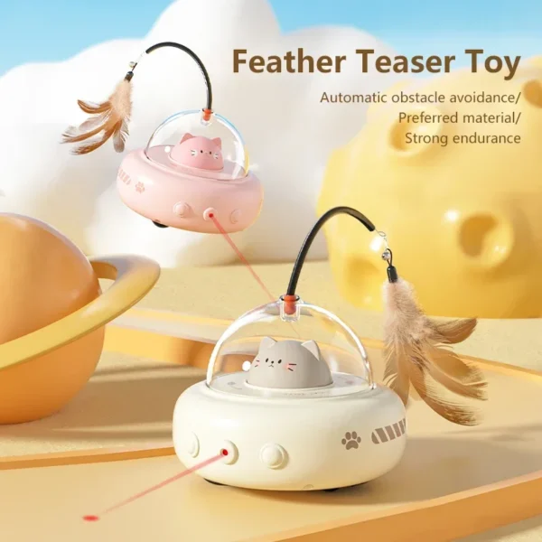Intelligent Cat Teaser Toys USB Charging Automatic Standby Bionic Red Dot Laser with Rainbow Light Obstacle Avoidance Cat Toy - Image 5
