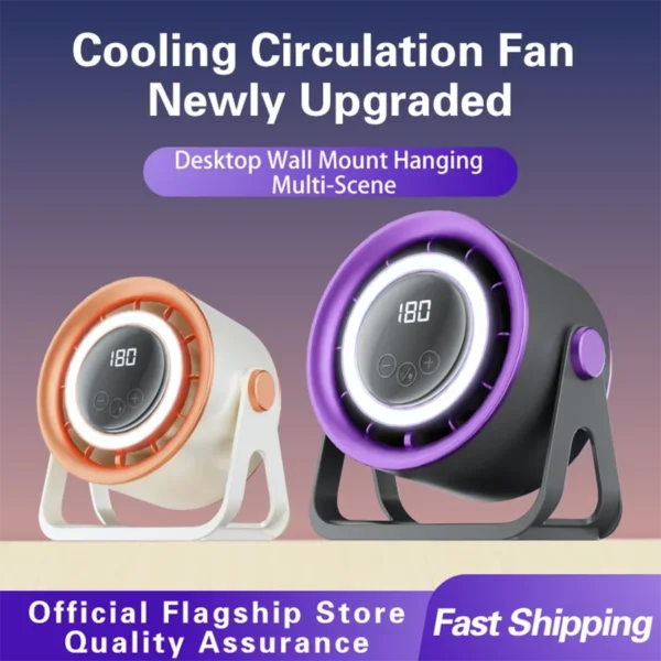 New 1800mAH desktop bladeless electric fan, USB rechargeable with ambient light, silent turbo fan, 100 speed air cooler - Image 5