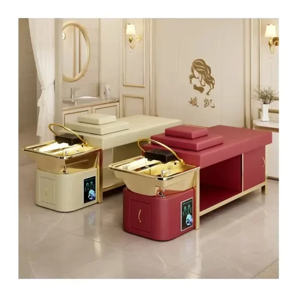 New luxury salon head spa bed golden beauty salon special Thai massage shampoo bed-2025 - Image 2