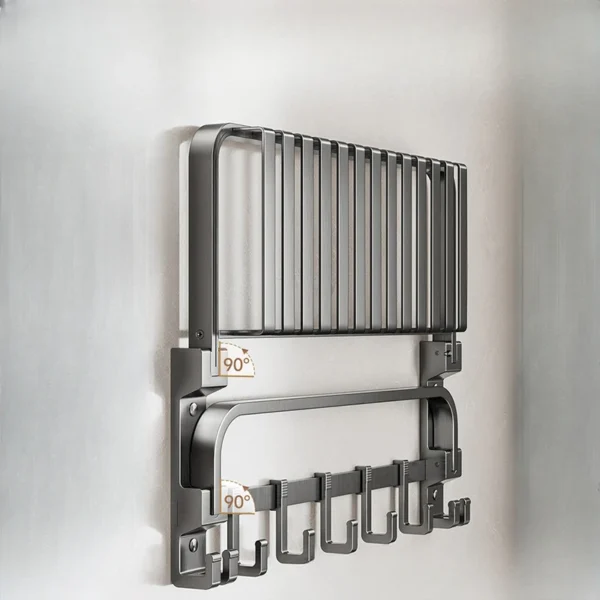 Towel rack, toilet rack, no punching, bathroom rack, gun, gray toilet, space aluminum pendant integrated. - Image 2