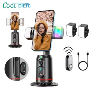COOL DIER 2025 New 360 Rotation Gimbal Stabilizer, Selfie Stick Tripod Desktop Face Tracking Gimbal for Tiktok Smartphone Live