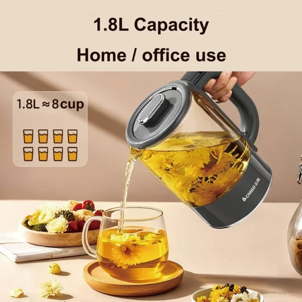 1.8L Smart Health Pot Reservation Glass Flower Teapot Steam Pu'er Teapot Temperature Controlled Electric Kettle Multi-functional - Image 4
