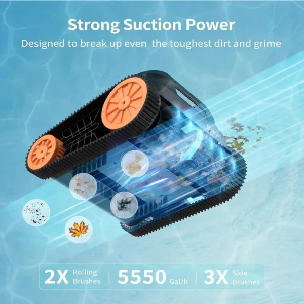 Vacuum for Inground Pools, Wall Climbing Pool Robot Vacuum with Brushless Motors - Image 4