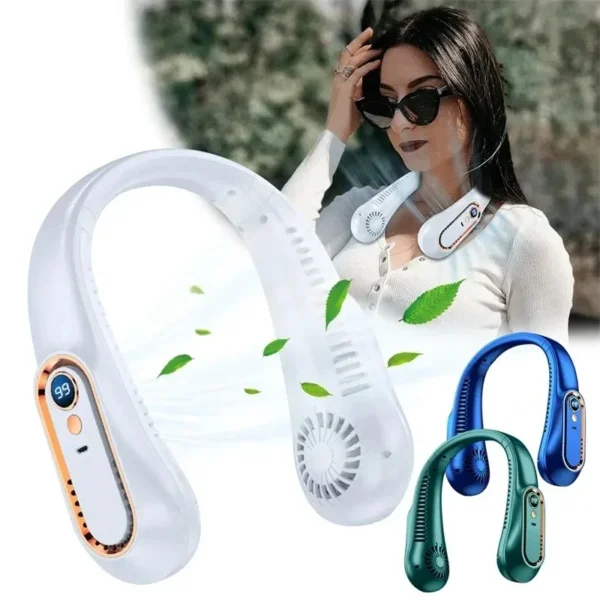 3000mAh Hanging Neck Fan Portable Bladeless Mini USB Rechargeable Mute LED Digital Display Electric Fan Summer Air Cooler ﻿ - Image 2