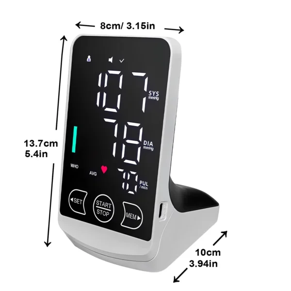 English Voice Large Display LED touch Screen Rechargeable Automatic Tonometer Arm Blood Pressure Monitor Digital Tensiometer - Image 2