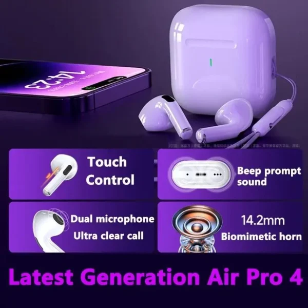 Original AIR ANC Noise Reduction Bluetooth Earphones Microphone wireless earbuds TWS Long battery life Pod Spatial Audio PRO - Image 5
