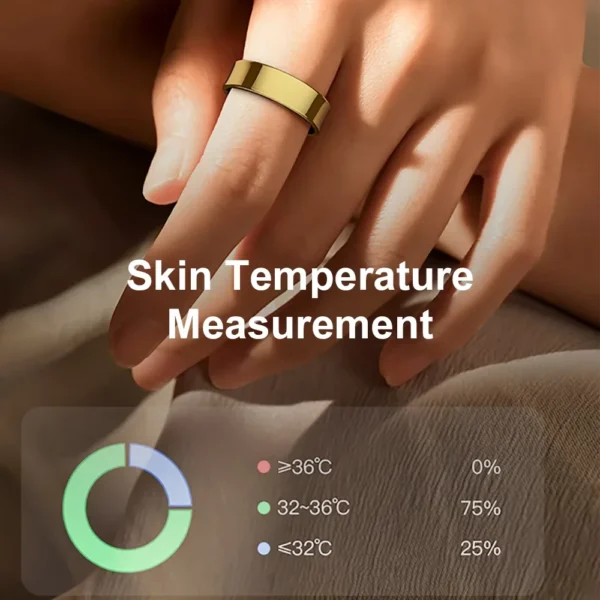 R09 Smart Ring Men Women with Charging Case,Heart Rate Blood Oxygen,Skin Temperature Monitor,5ATM Waterproof For Android iOS - Image 4