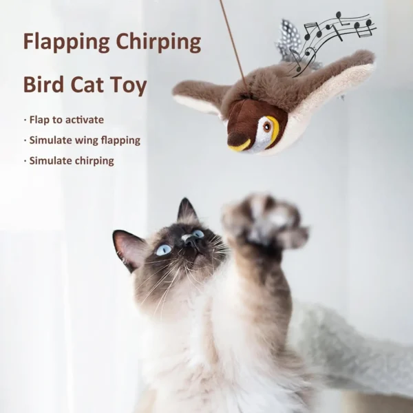 Interactive Cat Toy Chirping Bird , 2025 New Rechargeable Interactive Flapping Chirping Bird Cat Toy, Bird Catnip Toys Cat games - Image 2