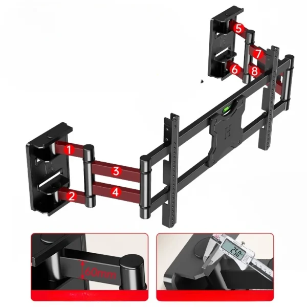 TV hanger ultra-thin embedded rotary telescopic bracket wall wall hanger 758598 inches - Image 2