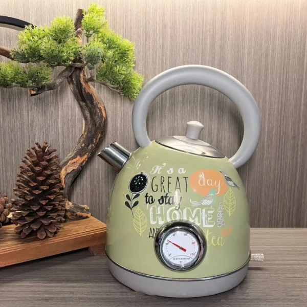 1700ml Retro Paint Decal Electrc Kettle Boiling Water With Thermometer Automatic Power Off 304 stainless Steel Teapot 1850W - Image 5